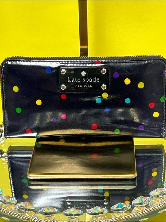 kate spade Handbags - kate spade Black Patent Polka Dot Zip Wallet w/Storybook lining